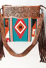 American Darling Tooled Leather and Wool Crossbody