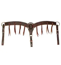 Partrade Breast Collar 2" Chocolate Harness Leather with Latigo Strings