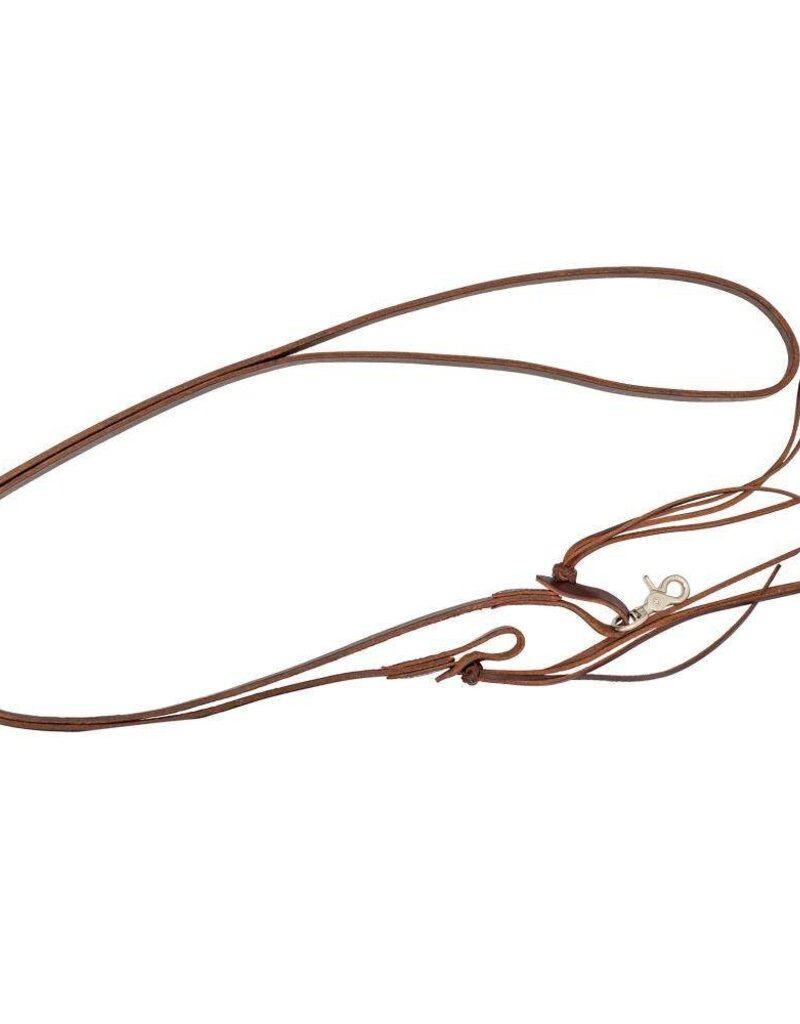 Partrade Reins Roping 5/8" Chocolate Harness Leather With Cowboy Knot (4 String)