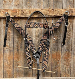 Rodeo Drive Two Tone Feather & Arrow Studded Headstall/Breastcollar Tack Set