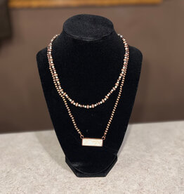 Emma Layered White Turquoise Bar with Navajo Beads Necklace