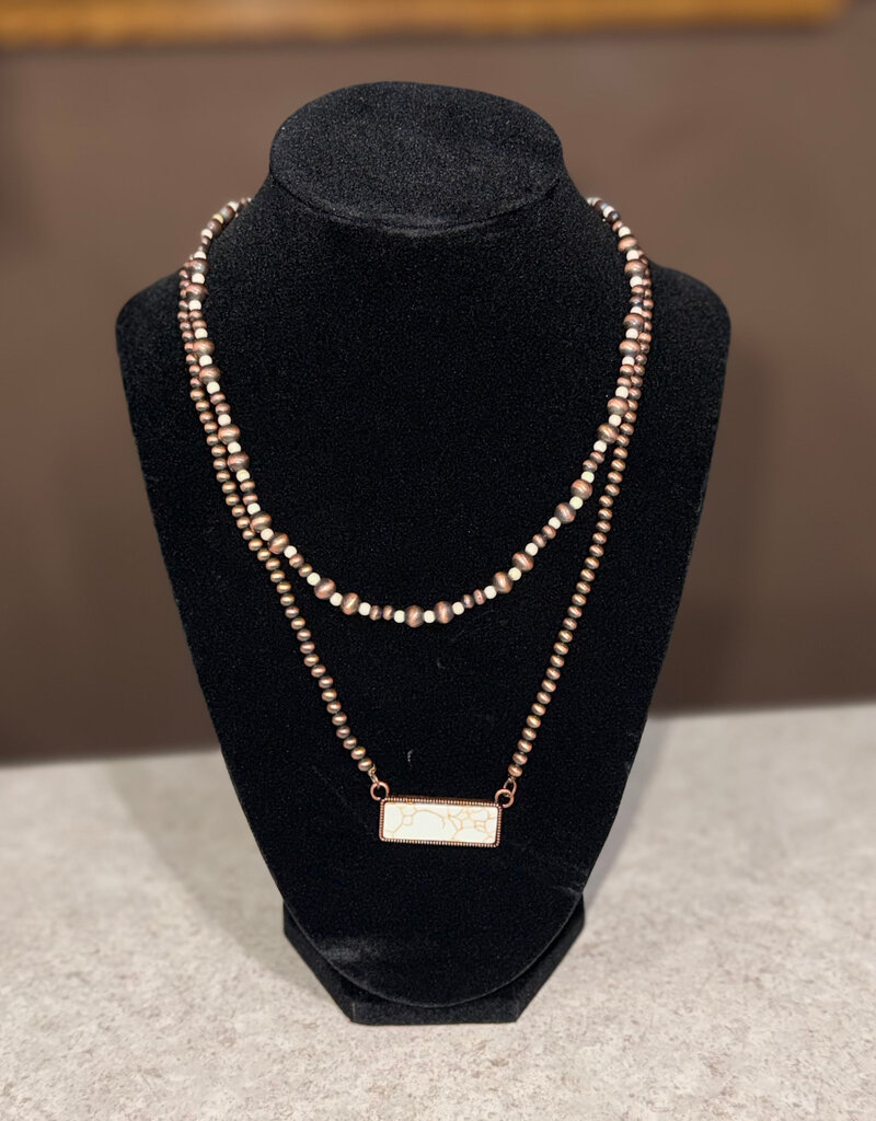 Emma Layered White Turquoise Bar with Navajo Beads Necklace