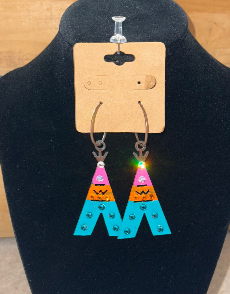 Accessories To Go PK/OR/TQ Tee Pee Earrings