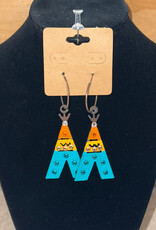 Accessories To Go OR/YE/TQ Tee Pee Earrings