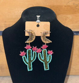 Accessories To Go Cactus and Moon Beaded Earrings