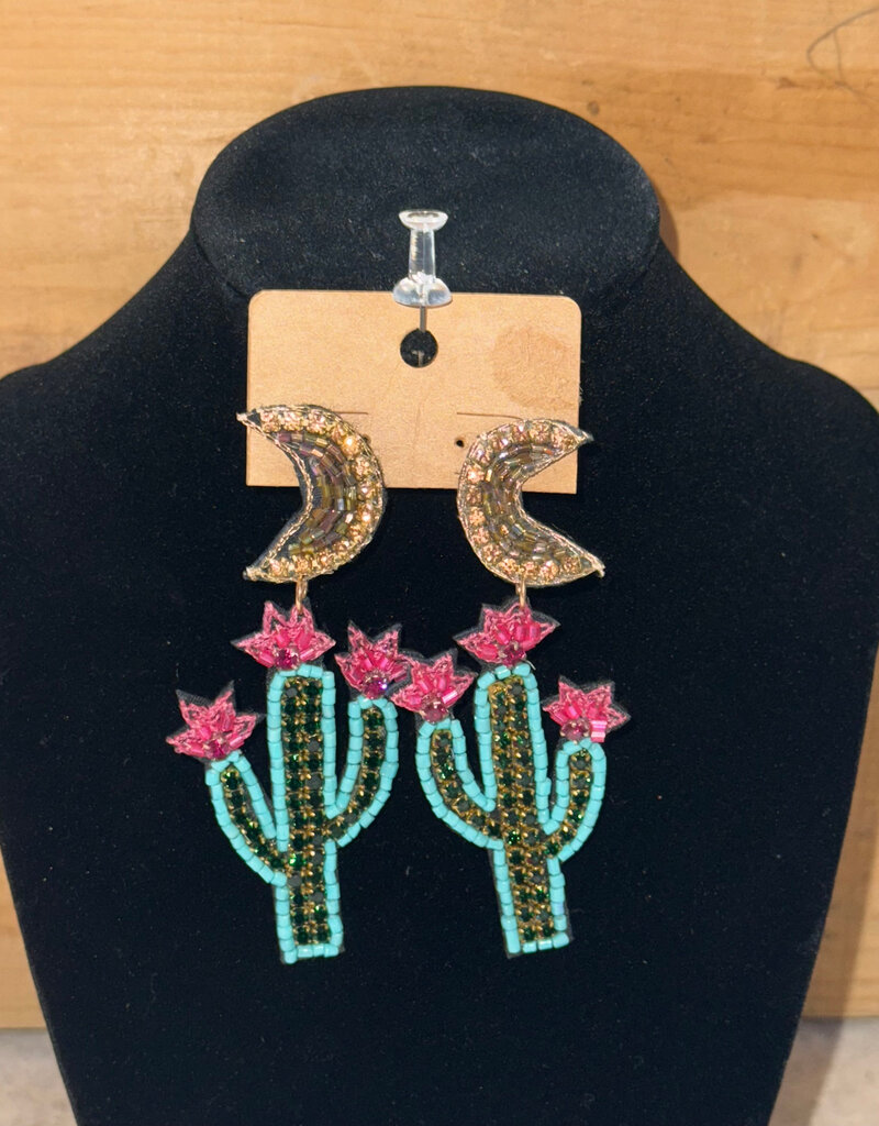 Accessories To Go Cactus and Moon Beaded Earrings