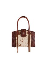 Justin Brown Tote w/Tooling & Hair On
