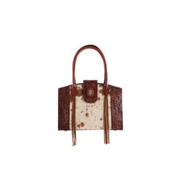 Justin Brown Tote w/Tooling & Hair On