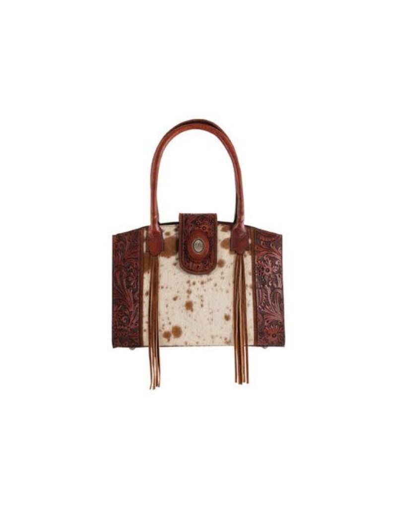 Justin Brown Tote w/Tooling & Hair On