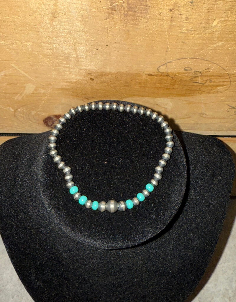 Boho Sol Mixed Turquoise/Pearl Stretchy Bracelet