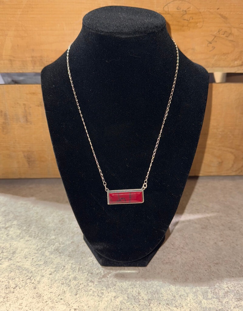 Boho Sol Red Jasper Bar Necklace