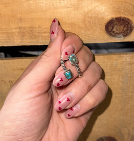 Boho Sol Turquoise Rectangle Cable Adj Ring