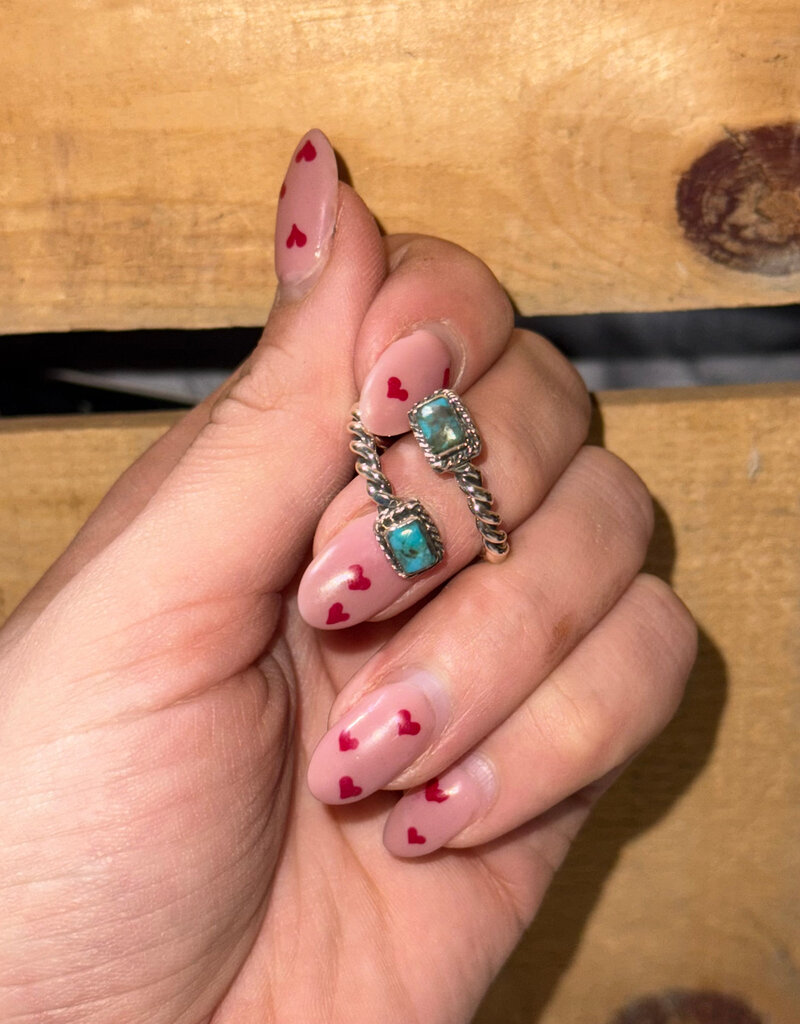Boho Sol Turquoise Rectangle Cable Adj Ring