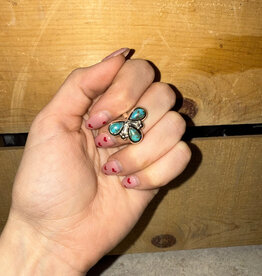 Boho Sol Turquoise Triple Teardrop Adj Ring