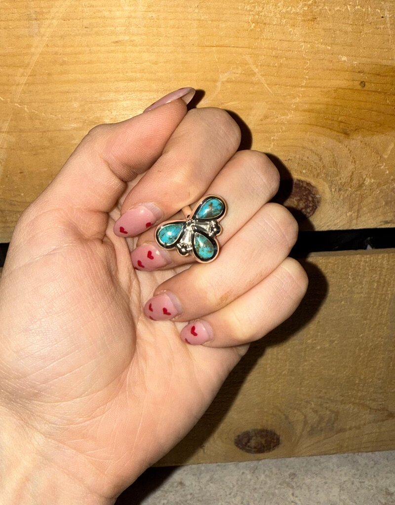 Boho Sol Turquoise Triple Teardrop Adj Ring