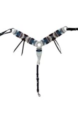 5 Star Equine Products 13 Strand Sedona Style A Tied Tied Breast Collar 100% Mohair, Dk Grey & Teal