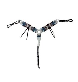 5 Star Equine Products 13 Strand Sedona Style A Tied Tied Breast Collar 100% Mohair, Dk Grey & Teal