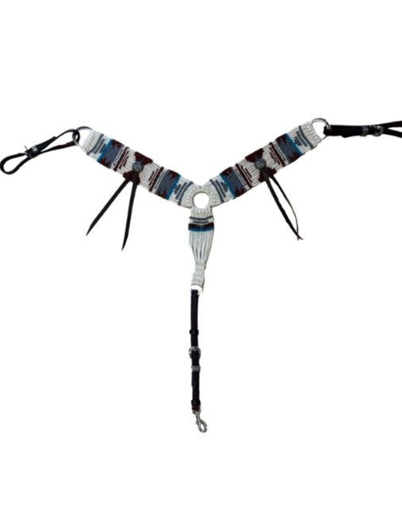 5 Star Equine Products 13 Strand Sedona Style A Tied Tied Breast Collar 100% Mohair, Dk Grey & Teal