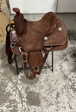 Burns Saddlery 14" WW Chocolate RO Rope Saddle Celtic Border Double Lined/stitched