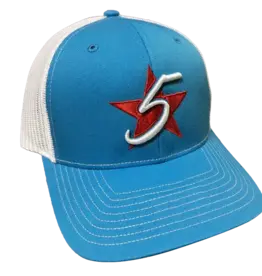 5 Star Equine Products 5 Star Cap Split Cyan/White w/logo