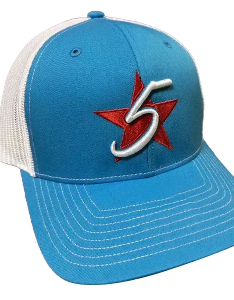 5 Star Equine Products 5 Star Cap Split Cyan/White w/logo