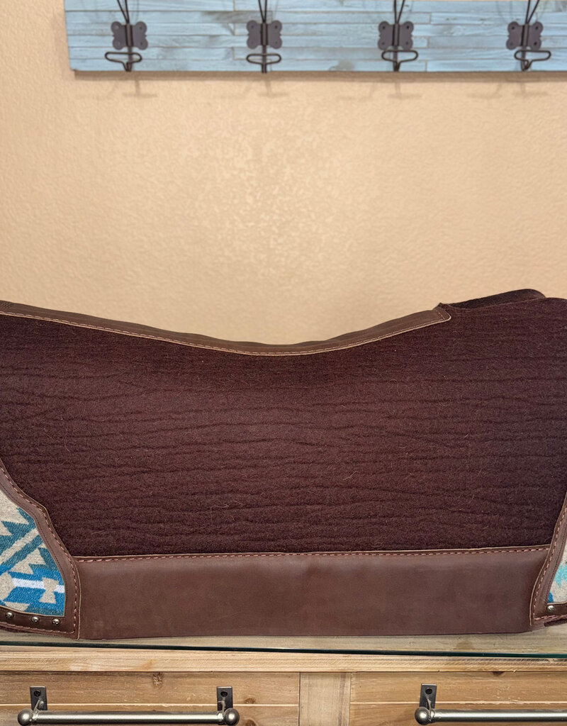 5 Star Equine Products Flex Fit 1"  Dk Chocolate w/Grey/Turq Wool Inlay 30"X 30"