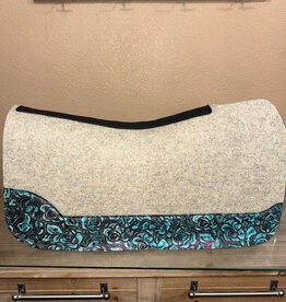 5 Star Equine Products Flex Fit 3/4" Western Contoured Natural 30X28 w/Sea Turq Roses