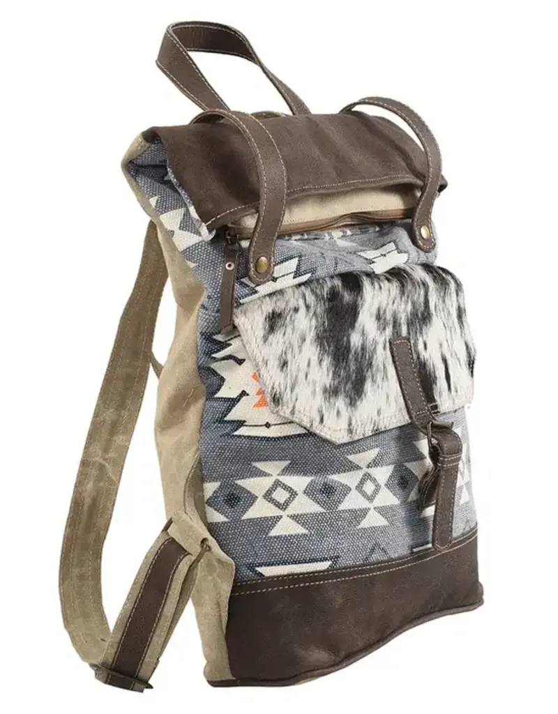 American Darling Backpack  Upcycled Canvas Hair on Leather