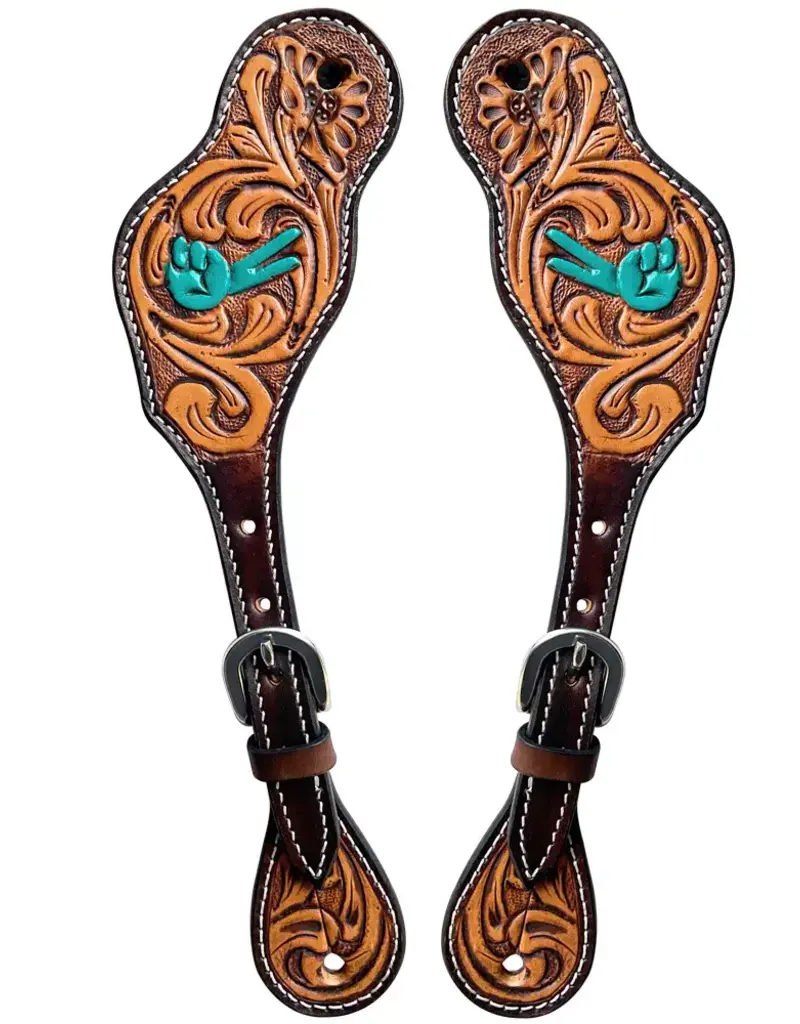 American Darling Turq Peace Leather Spur Strap