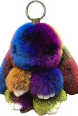 Strips Inc Multi-Color Fur Bunny Key Chain
