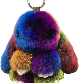 Strips Inc Multi-Color Fur Bunny Key Chain
