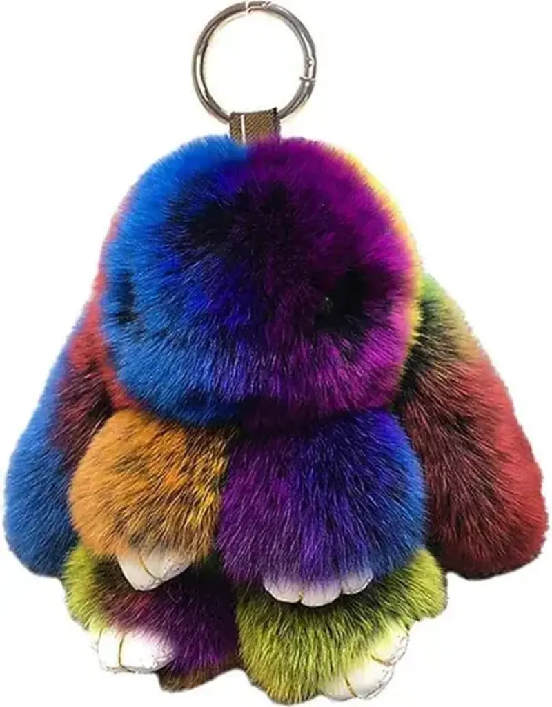 Strips Inc Multi-Color Fur Bunny Key Chain