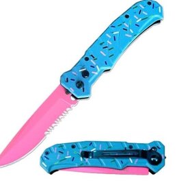 MTech USA 4.5" Pink Blade Knife - Blue Sprinkles