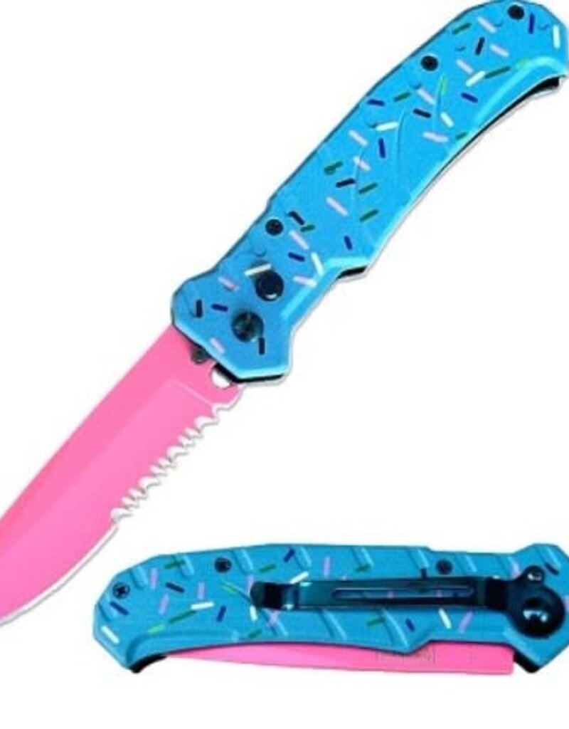 MTech USA 4.5" Pink Blade Knife - Blue Sprinkles