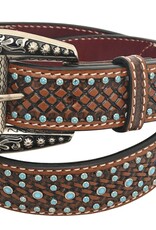 Rafter T Ranch Company Belt w/Basket Tooling Turq Spots