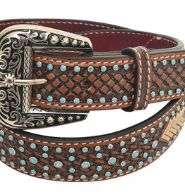 Rafter T Ranch Company Belt w/Basket Tooling Turq Spots