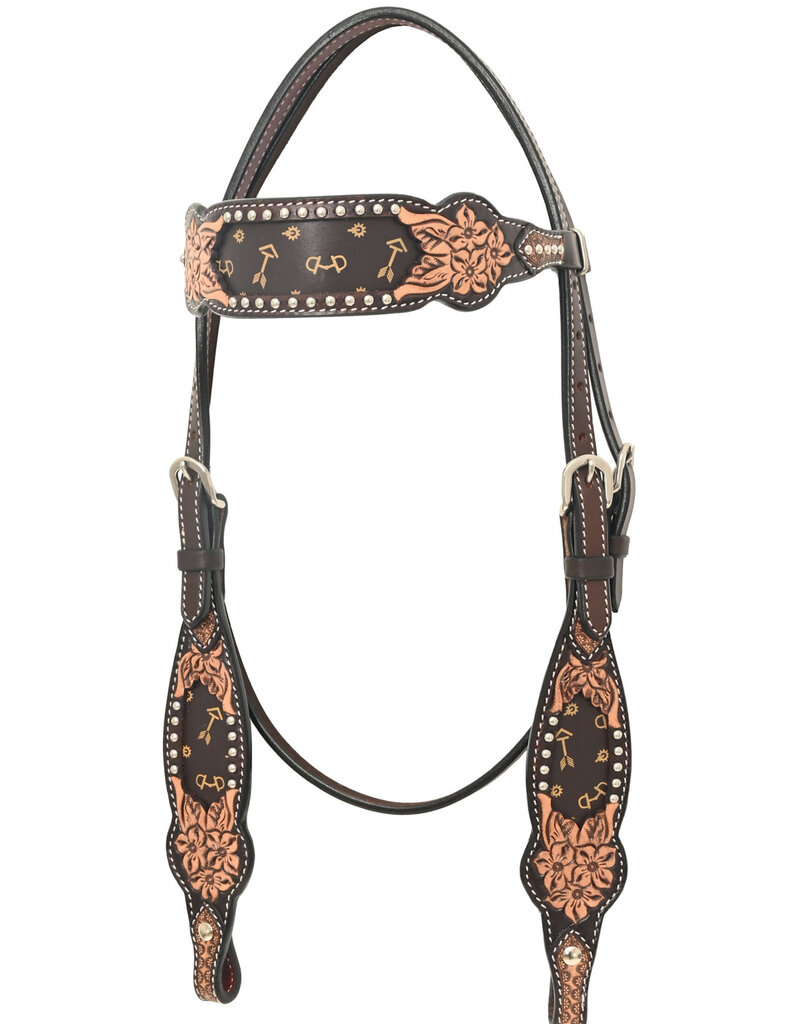 Rafter T Ranch Company One Ear Headstall w/Brown Gator Print