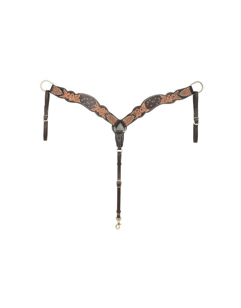 Rafter T Ranch Company Breast Collar w/Floral Carving/Tan Arrows