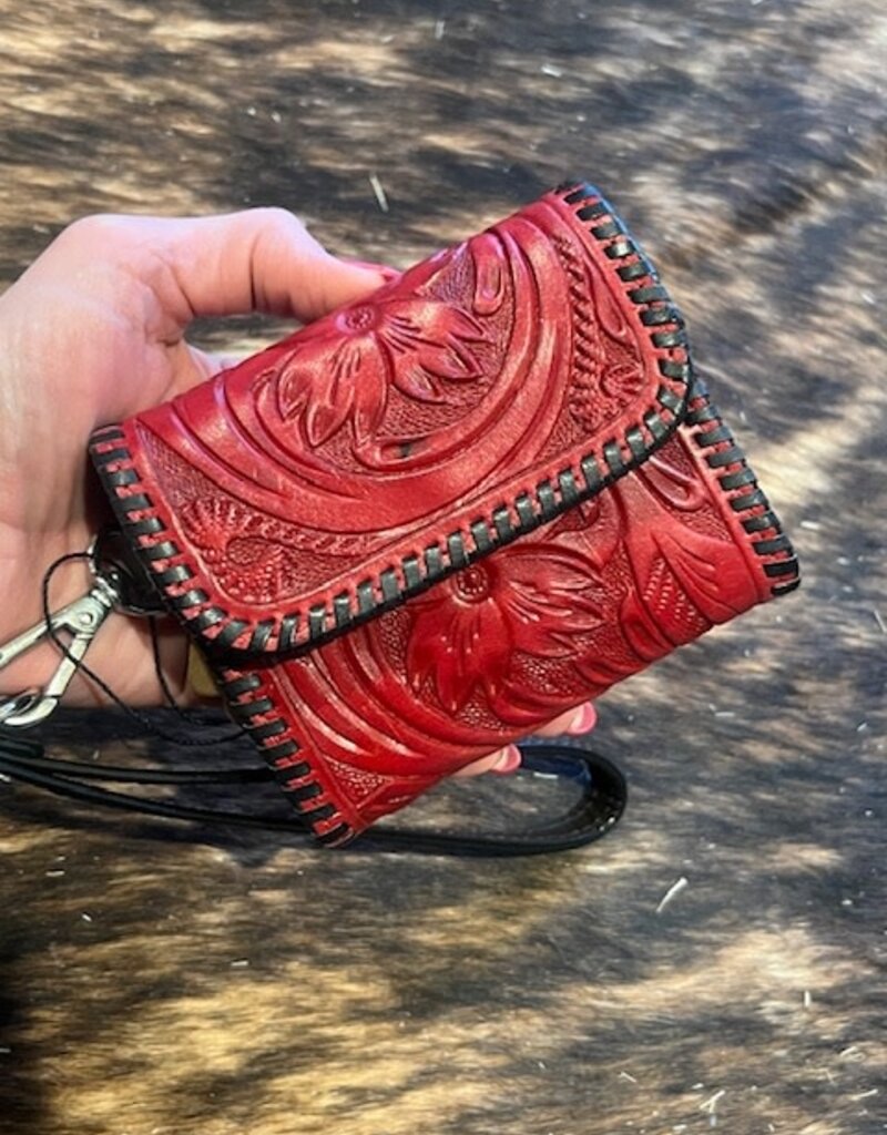 Rafter T Ranch Company Credit Card/Coin Purse w/Floral Carving