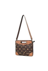 Rafter T Ranch Company Crossbody Clutch Bag w/Floral Carving Tan Arrows