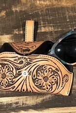 Rafter T Ranch Company Sunglass Case w/Floral Carving, Brown