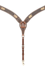 Rafter T Ranch Company Breast Collar w/Basket Tooling, Rawhide/Turq