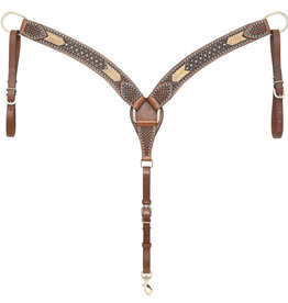 Rafter T Ranch Company Breast Collar w/Basket Tooling, Rawhide/Turq
