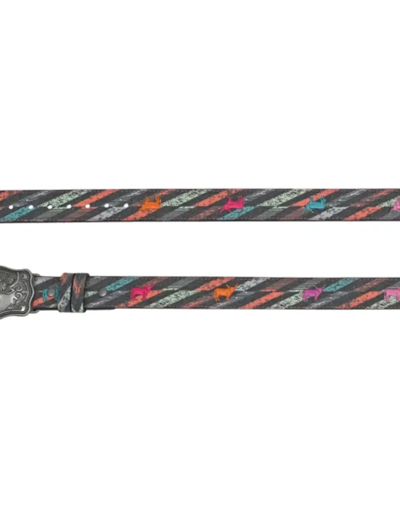 Catchfly Girls Belt Multi Color Canvas w/Steer