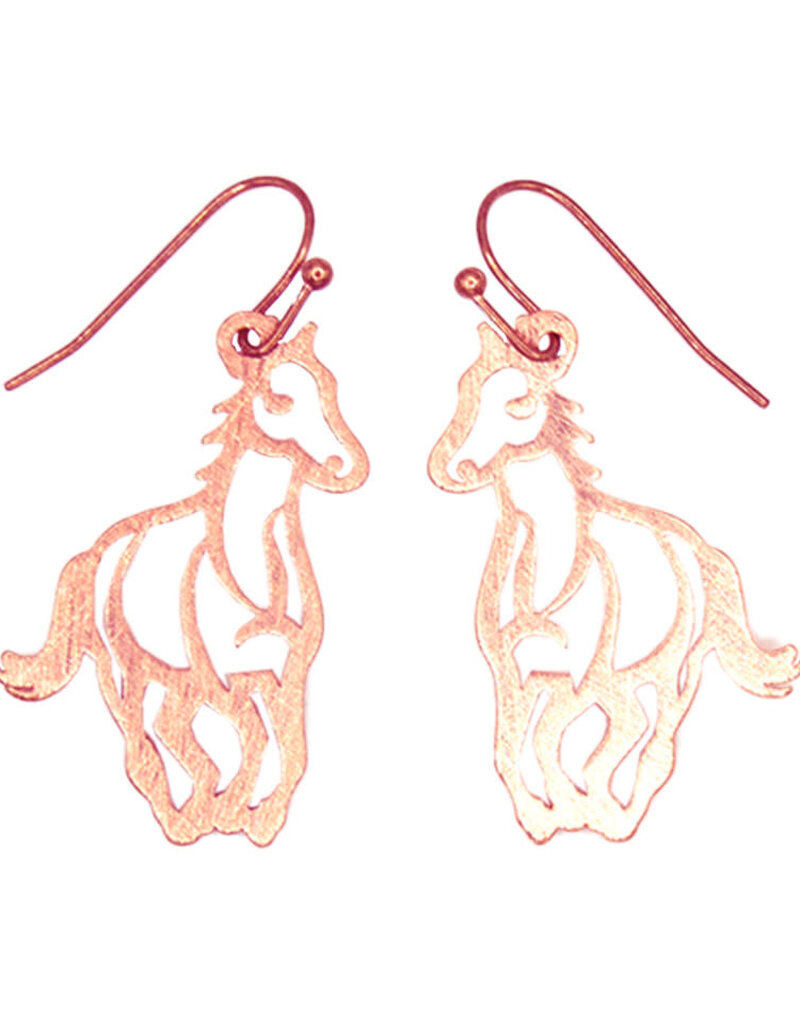Western Express Running Horse Copper Earrings