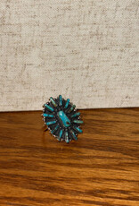 Boho Sol Turq 1.5" Oval Cluster Adj Ring