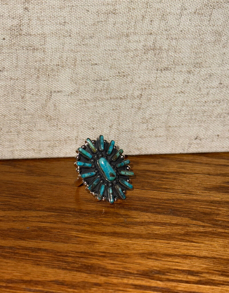 Boho Sol Turq 1.5" Oval Cluster Adj Ring