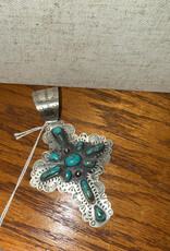 Boho Sol Large Turq Cross Pendant