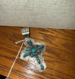 Boho Sol Large Turq Cross Pendant