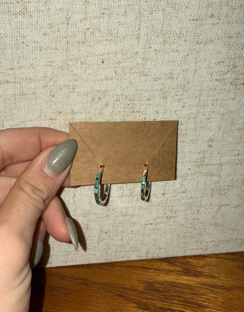 Boho Sol Turq Mini Inlay Hoop Earrings
